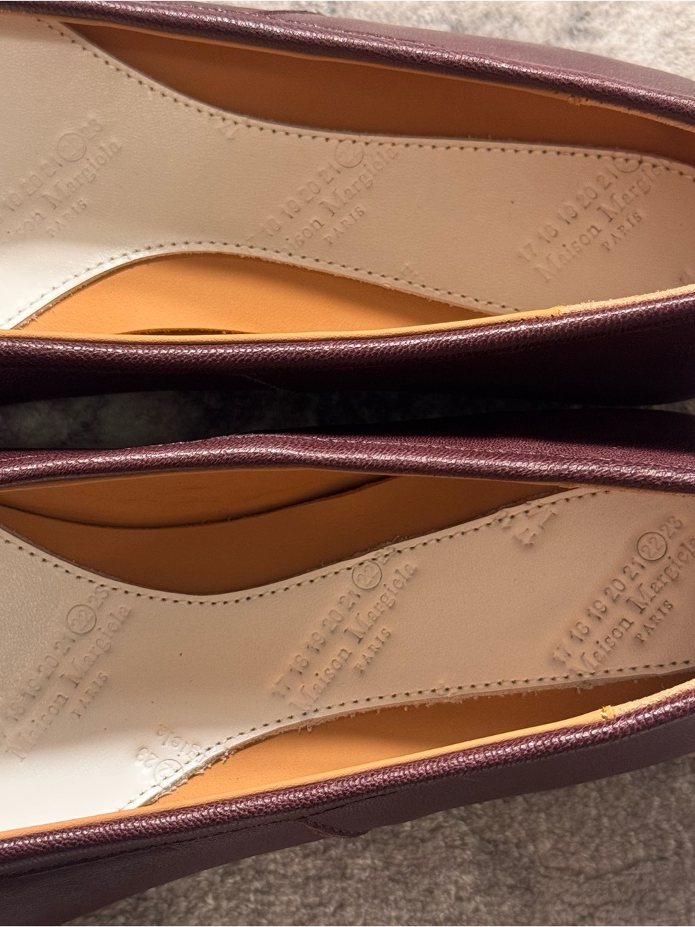 Maison Margiela Burgundy Leather Tabi Ballet Flats Women’s Size EU 38 US 8 - Picture 6 of 8